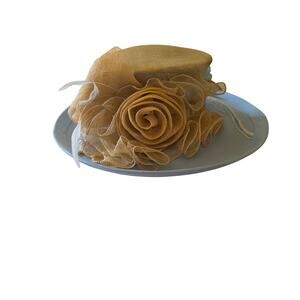 NWT Aussie Austine baby blue hat with burlap rose and accents